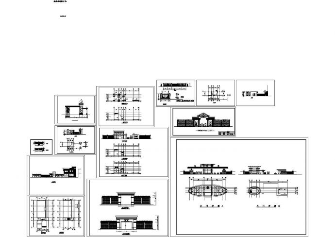 某建筑大门传达室施工完整设计CAD图_图1