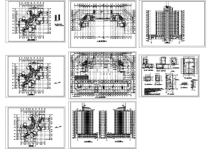 高层住宅办公综合楼全套建筑设计施工cad图纸，共八张_图1