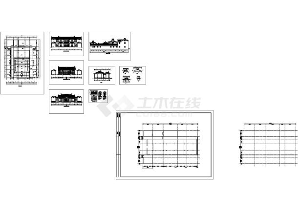 某仿古风格私家祠堂设计cad全套建筑施工图纸（标注详细）-图一