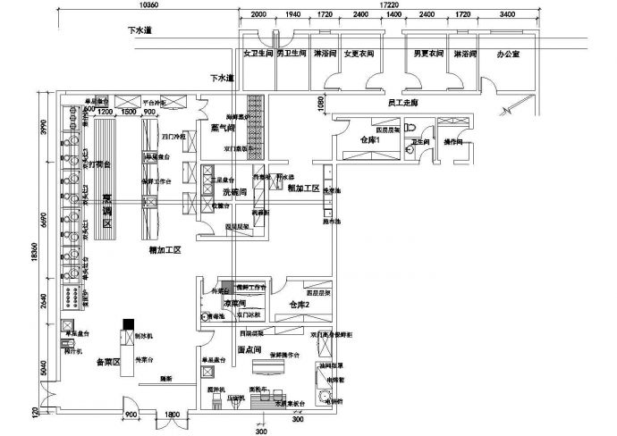 星级酒店厨房平面设计CAD图纸_图1
