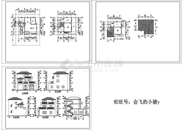 【浙江】某地3层别墅全套建筑设计cad图【含平立剖图】-图一