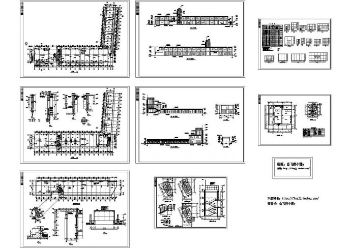 2层汽车交易中心展厅门面设计建筑施工cad图纸，共八张_图1