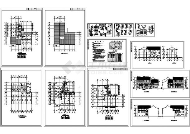 【南京】地下1层地上3层仿古清式民族百货建筑施工设计cad图纸（含详图）-图一