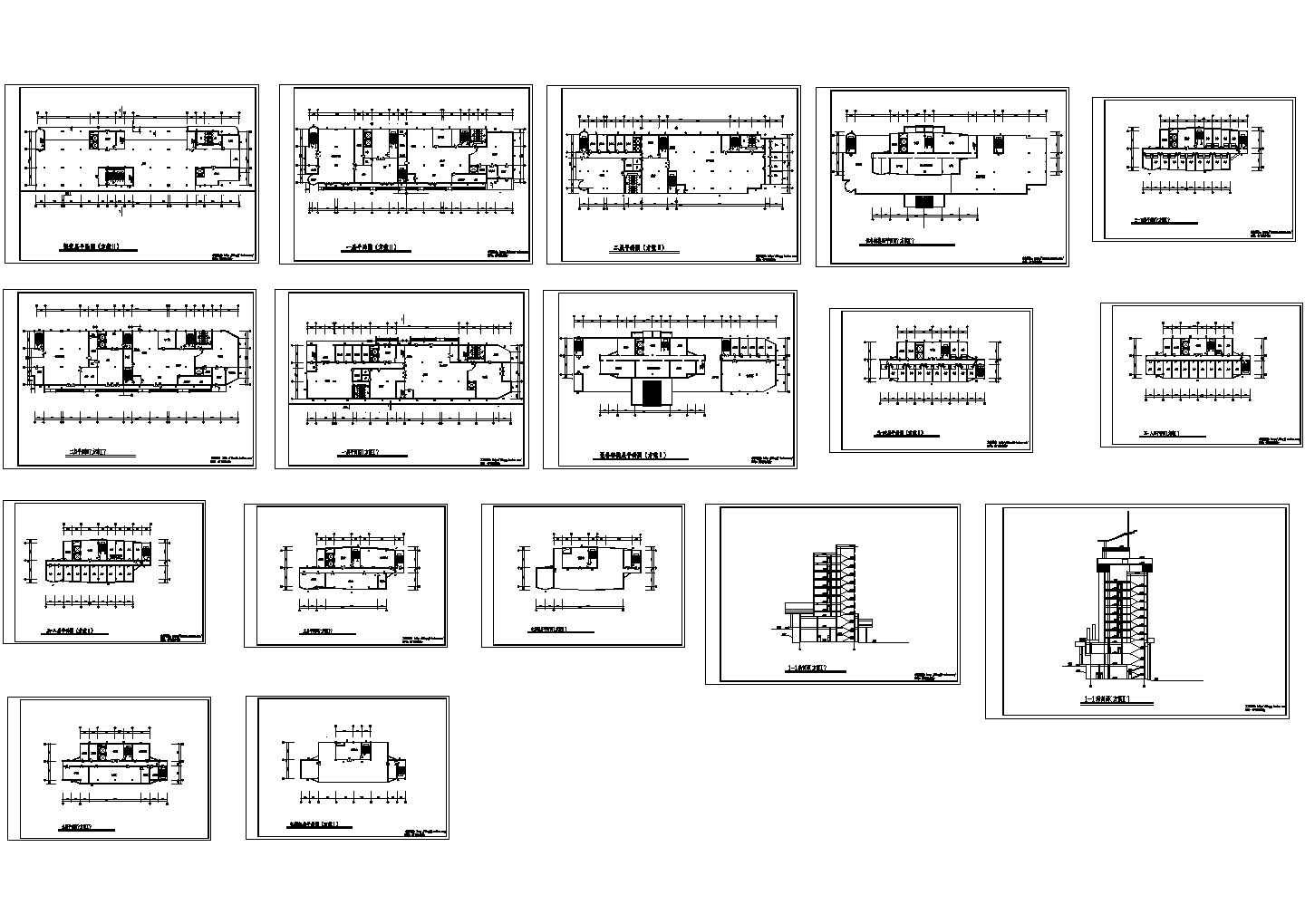 湖北9层客运站综合楼建筑设计施工cad图纸，共十七张
