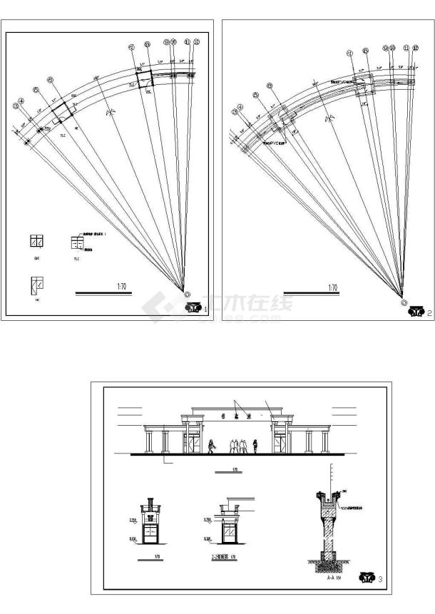 某高档封闭式小区大门初步设计施工图-图一