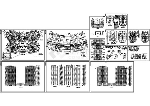 21层高档小区住宅楼建筑设计CAD施工图（含电梯机房和电梯井平面设计）-图一