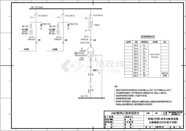 某型号630kVA及以下单电源进线双台变压器电气系统原理CAD图纸-图二