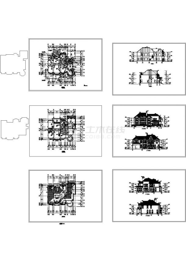 某地市区C型别墅全套建筑施工设计cad图纸（含各层平面图）-图一