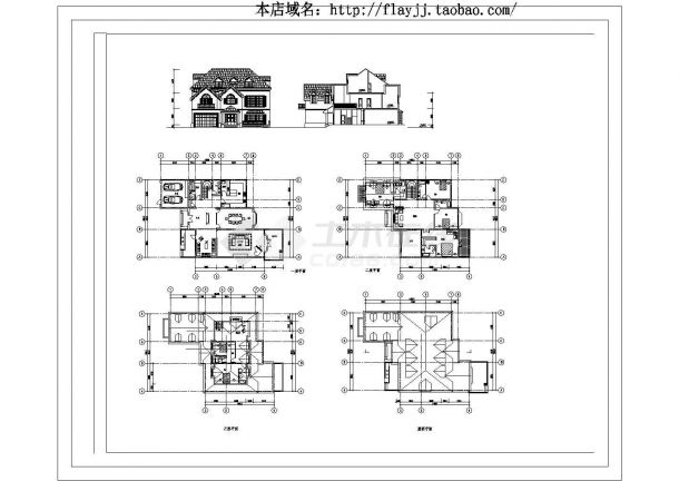 【浙江】某地3层别墅全套建筑设计cad图【含各层平面图，设计说明】-图一