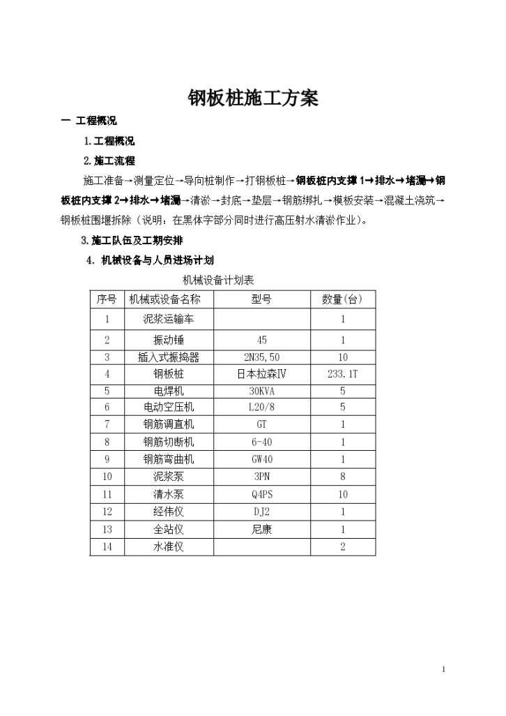 围堰钢板桩支护专项施工方案-图一