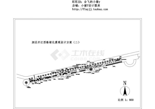 泗泾开江西路绿化景观设计方案CAD图-图一