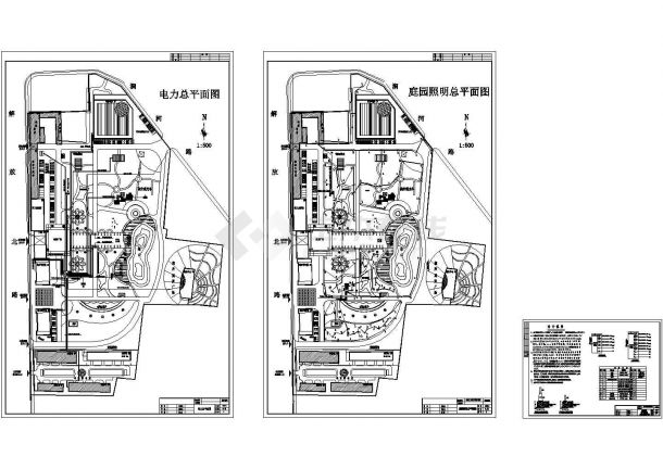 太原工人北文化宫花园照明设计cad全套施工图（含设计说明）-图一