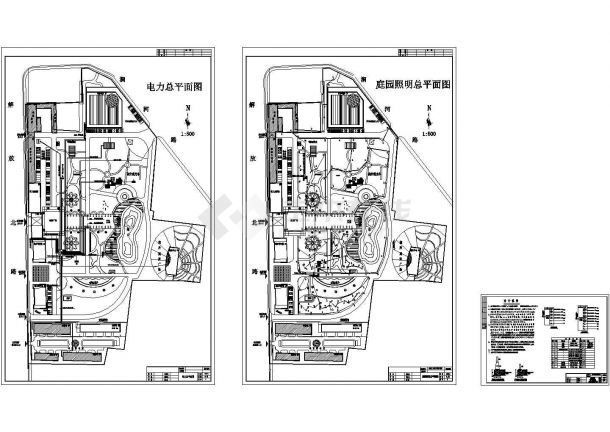 太原工人北文化宫花园照明设计cad全套施工图（含设计说明）-图二