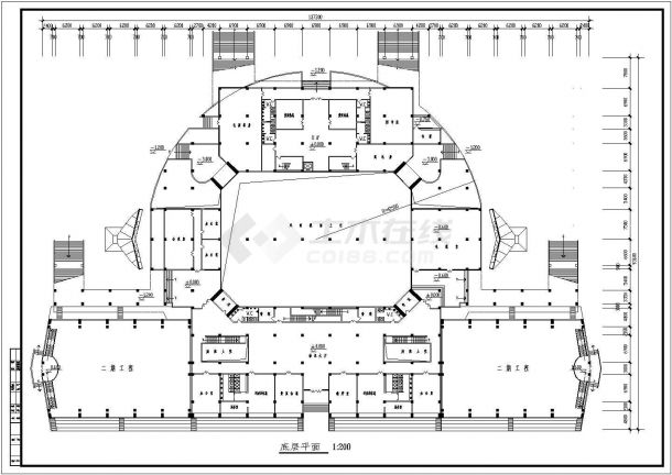 某三层带地下层框架结构大学体育馆设计cad全套建筑方案图（甲级院设计）-图二
