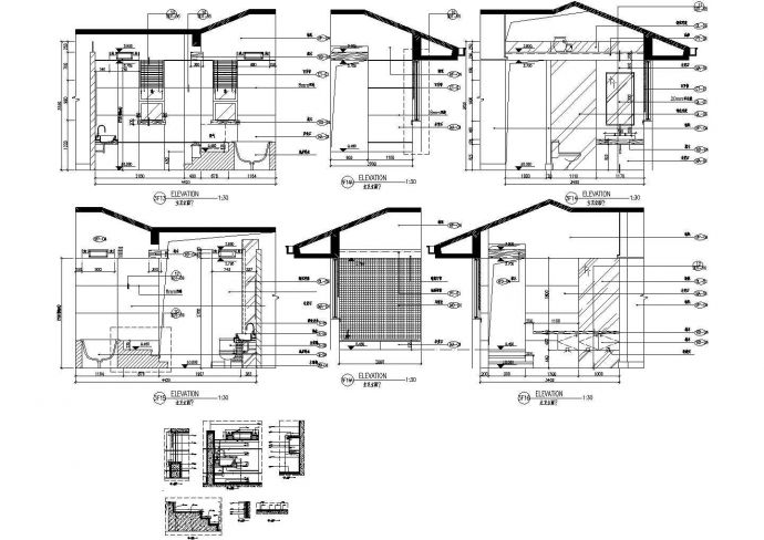 别墅主卧卫生间立面设计CAD详图_图1