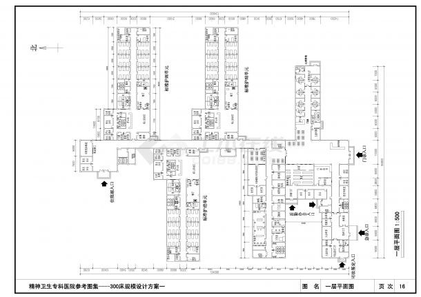 某三层300床规模精神卫生专科医院建筑方案图-图二