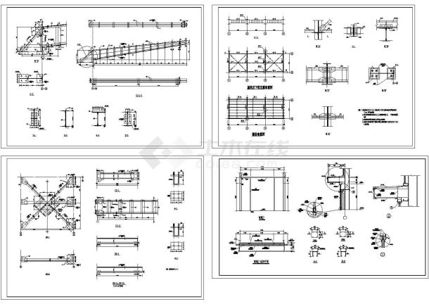 某公建室外钢结构雨棚施工图-图一