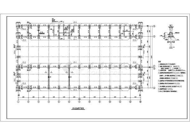 砼柱轻钢屋面厂房结构设计cad施工图-图一