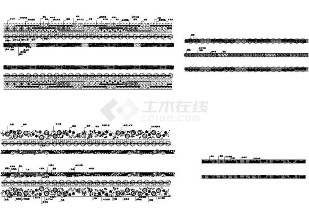 绿化设计道路标准段cad图纸（标注详细，共九张图）-图一