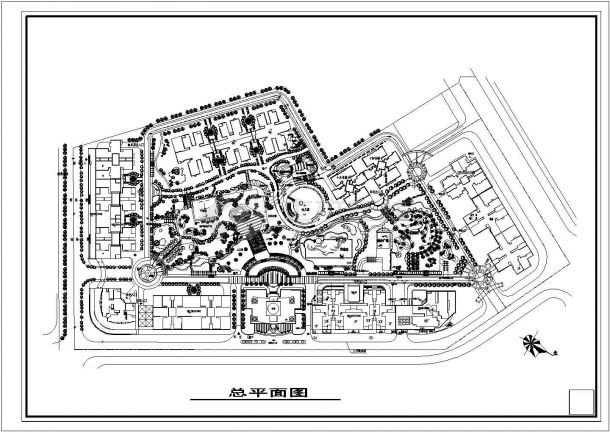 青岛市某花园小区景观设计方案CAD布置图-图一