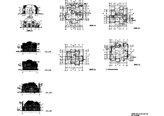 【杭州】某地2+1阁楼层别全套墅建筑施工设计cad图【平立剖】_图1