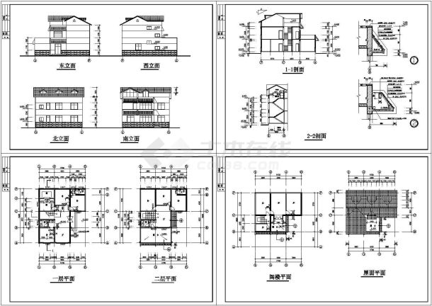 2+1阁楼层：长13.8米 宽11.76米 乡村别墅建施【平立剖】-图一