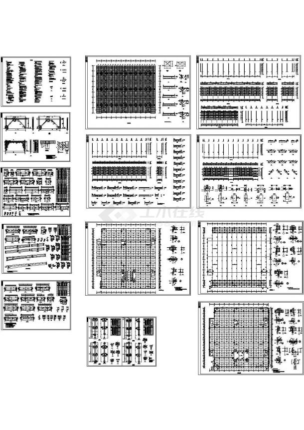 某钢框架结构家具城详细cad设计施工图-图一