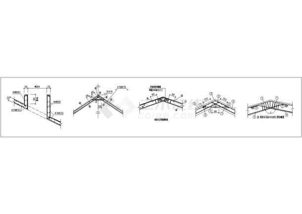 坡屋顶屋脊节点做法cad详图-图二