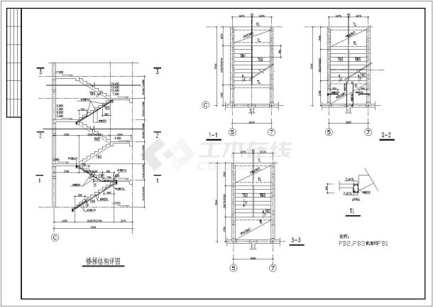 某建筑工程板式楼梯节点构造详图-图一