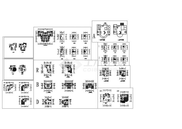 多种别墅户型平面设计CAD图-图一