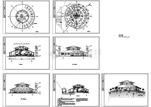 2层圆形经典中餐厅建筑方案设计图-图一