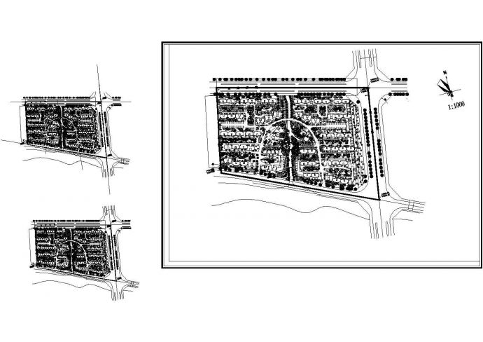 某长方形地块小区规划及景观设计cad施工总平面图（甲级院设计）_图1