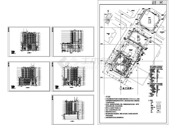 某市商务广场规划建筑施工图-图一