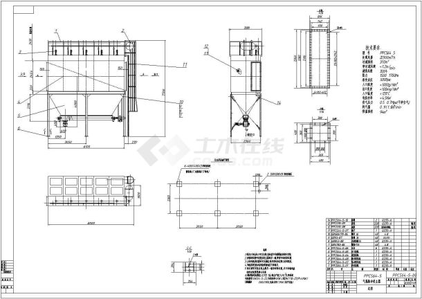 气箱脉冲袋式除尘器设计详图Cad设计图-图二