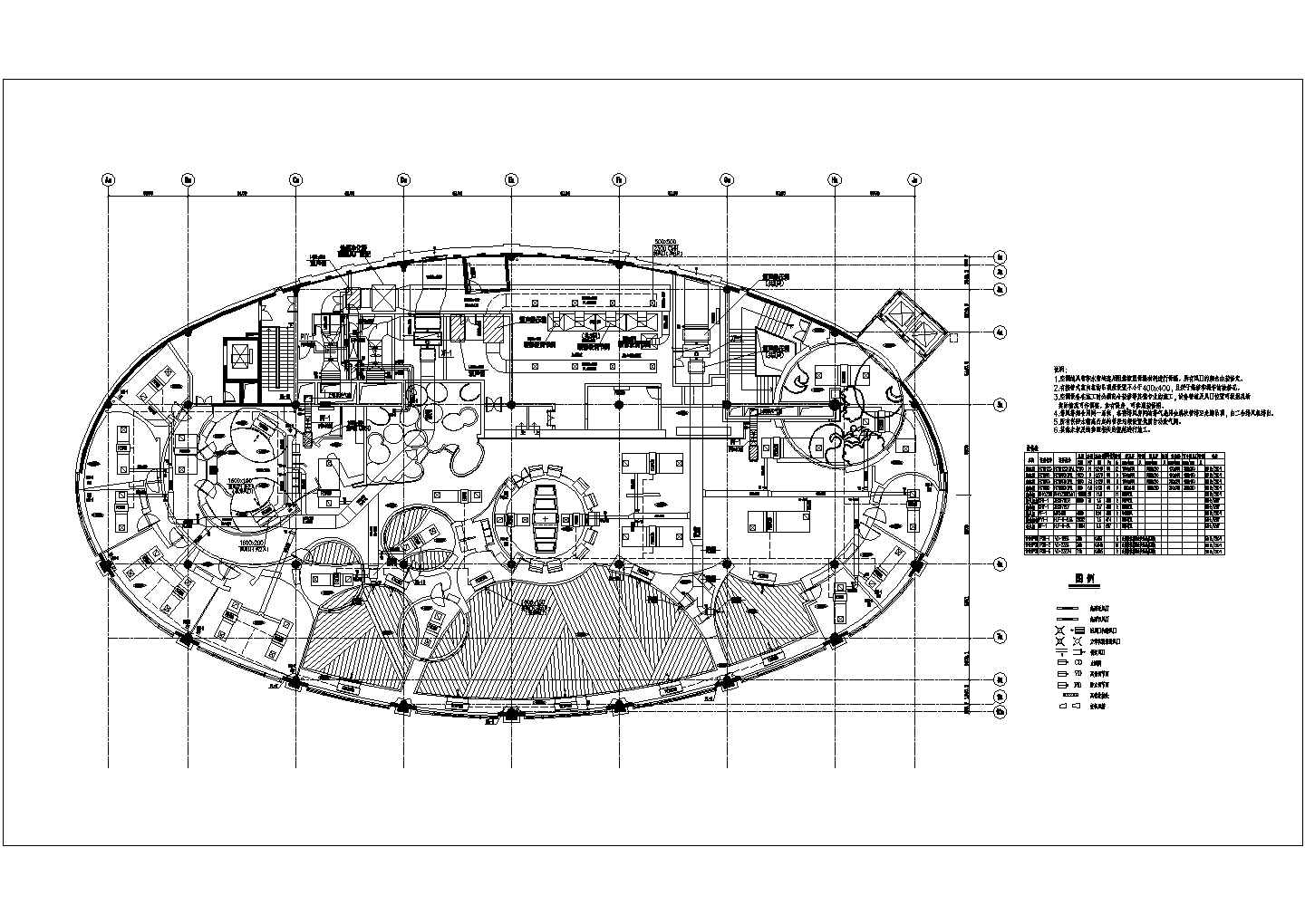 某高级食府餐厅全套施工CAD设计空调平面图