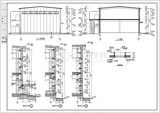 某食堂钢结构建筑CAD完整设计详细图纸-图二
