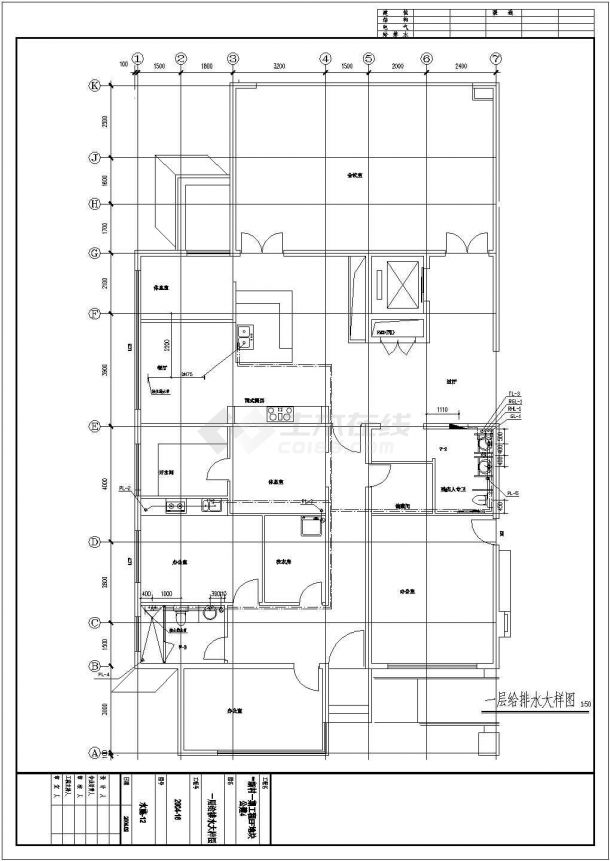 某三层别墅建筑结构电气暖通全套CAD图纸给排水大样图-图一