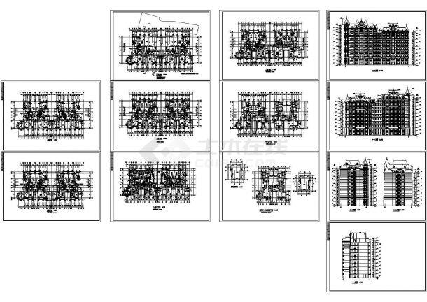 某小高层框架结构住宅楼设计cad全套建施图纸（甲级院设计，12张图）-图一