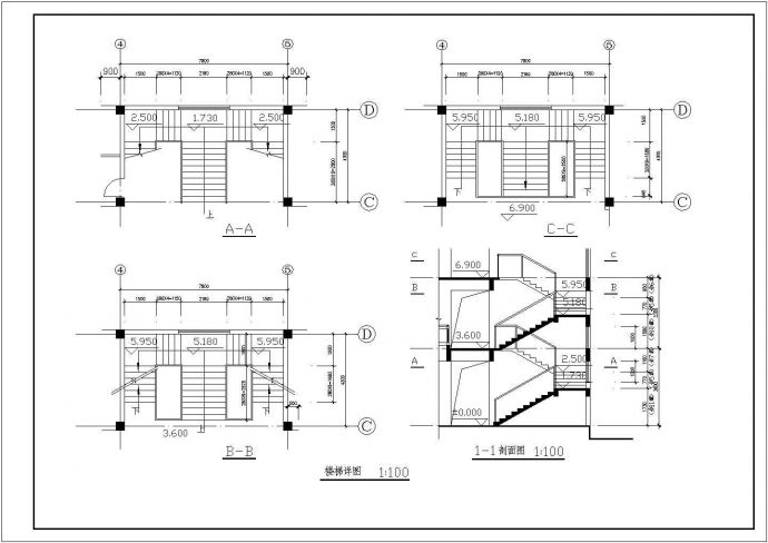 某三层楼梯CAD设计详图_图1