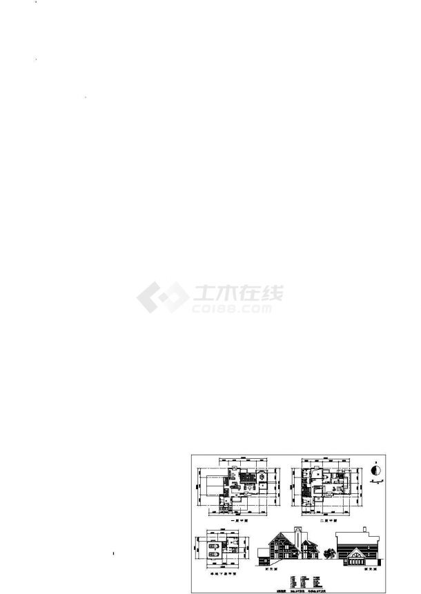 中型欧式别墅装修方案设计CAD图纸-图一