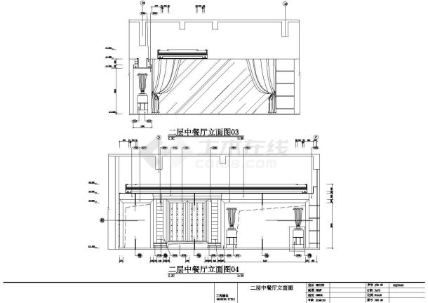 某1000平米中餐厅装饰竣工CAD二层中餐厅立面-图一