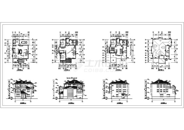 某三层小别墅建筑施工图（含CAD模型效果）-图二