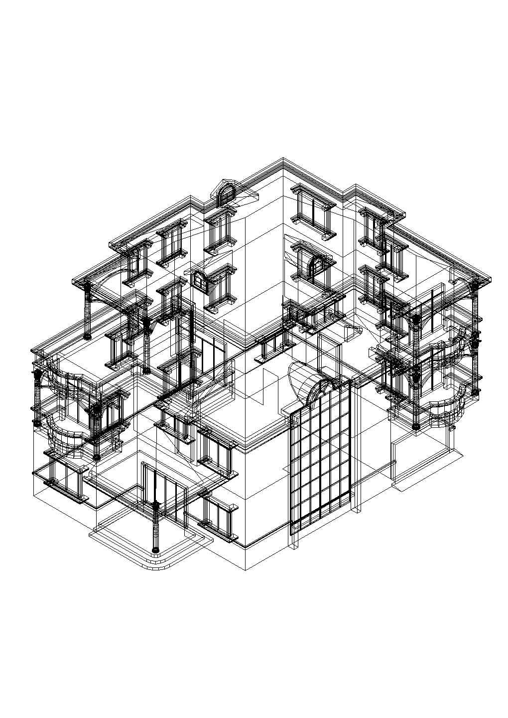 某三层小别墅建筑施工图（含CAD模型效果）