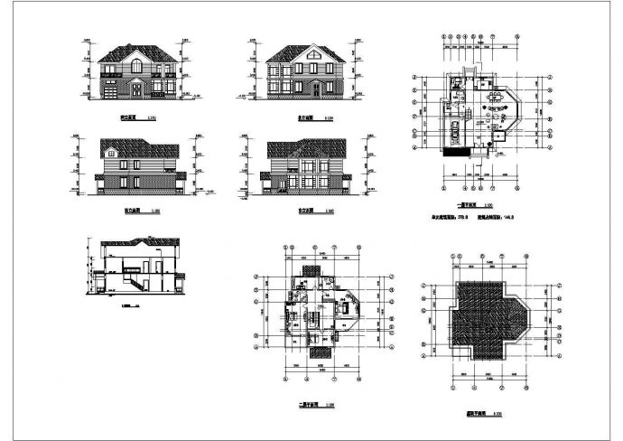 两层坡屋顶别墅建筑设计方案图_图1