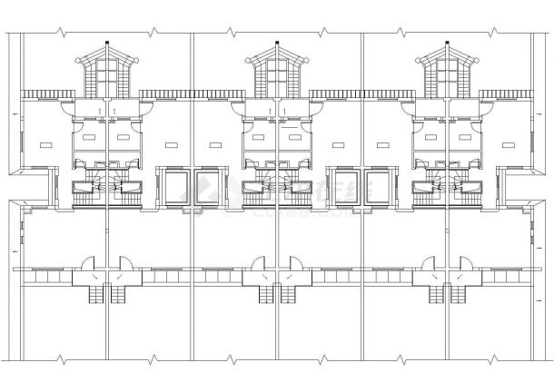 三层联排式别墅建筑设计方案图（含效果图）-图二