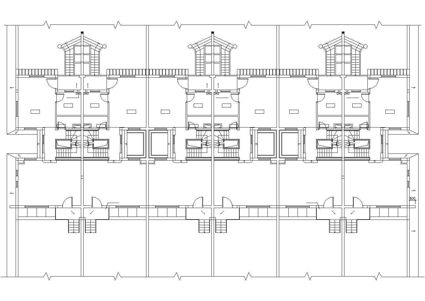 三层联排式别墅建筑设计方案图（含效果图）
