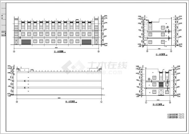 某全套CAD3层厂房建筑设计构造施工图图纸-图一