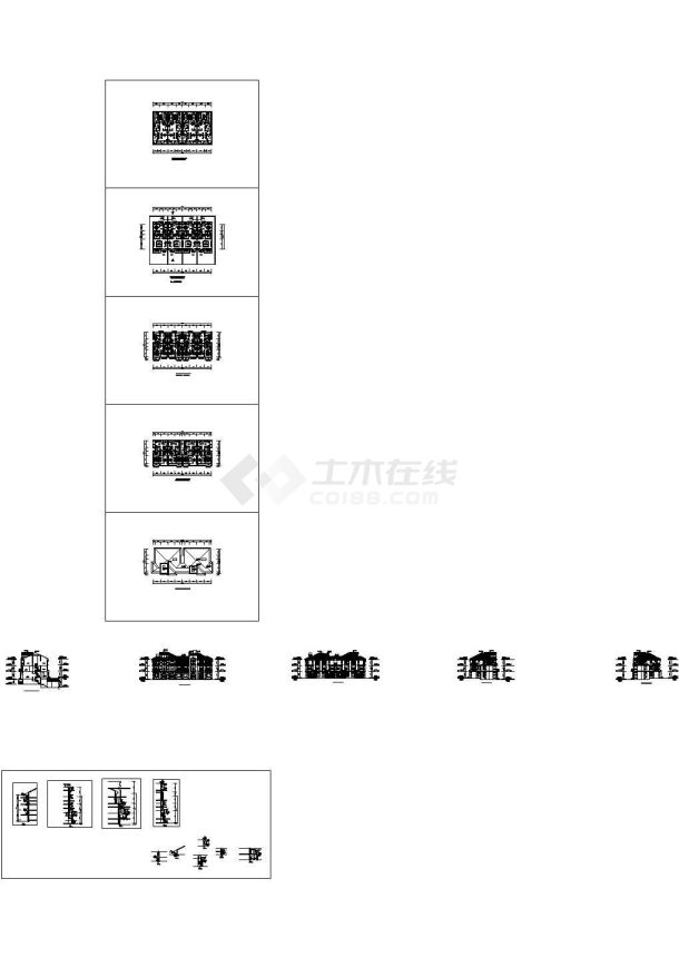 [浙江]3层325平西班牙风格联排别墅建筑设计施工图-图一
