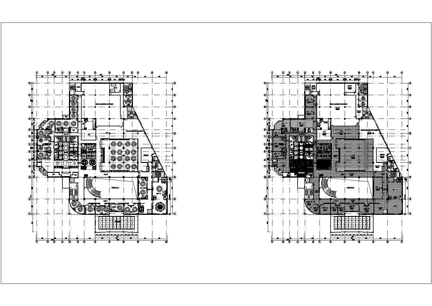 某五星级酒店二层餐厅CAD施工图2层平面图