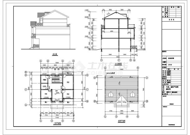 某三层别墅建筑结构图全套CAD大样设计图纸-图二